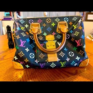 louis vuitton multi color black speedy